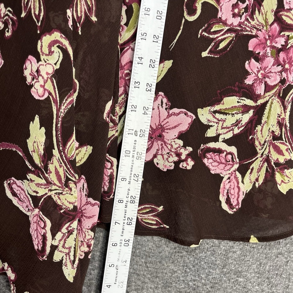Y2K Emma James Petite Brown Floral Midi Skirt Womens 12 Chiffon Asymmetrical Hem - Picture 8 of 13